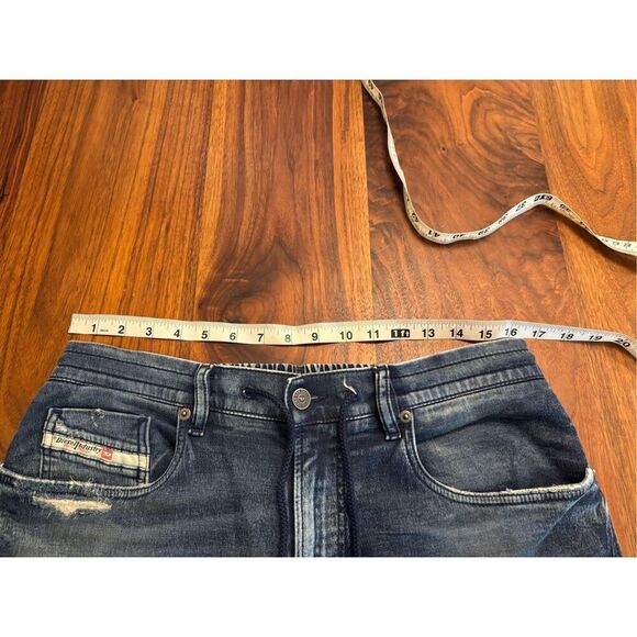 Diesel Men's Blue Distressed Elastic Back Waist Drawstring Skinny Jeans Size 32 - Picture 2 of 11